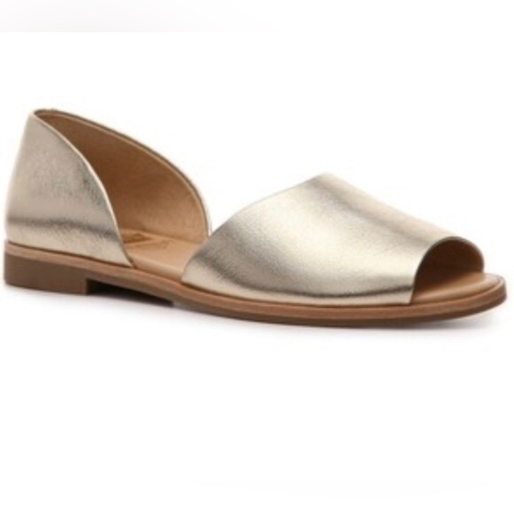 Crown Vintage Gold Peep Toe Flats